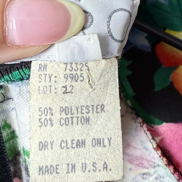 Expo Vintage Women's 80's Puff Sleeve Floral Cotton Blend Lace Collar Dress 10 - Picture 14 of 16